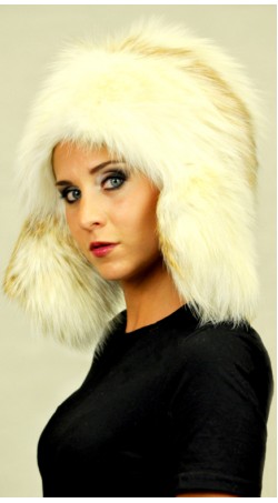 Cappello pelliccia in volpe Arctic Fire con paraorecchie